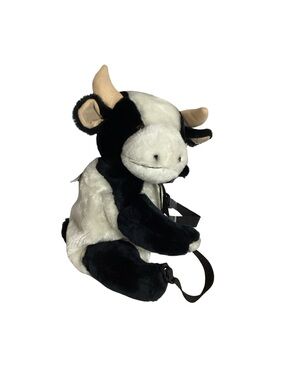 Goldbug Plush White & Black Cow Zippered Backpack Novelty Bag VGUC